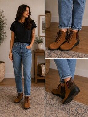 Bog Lace Up Ankle Boots With Zipper